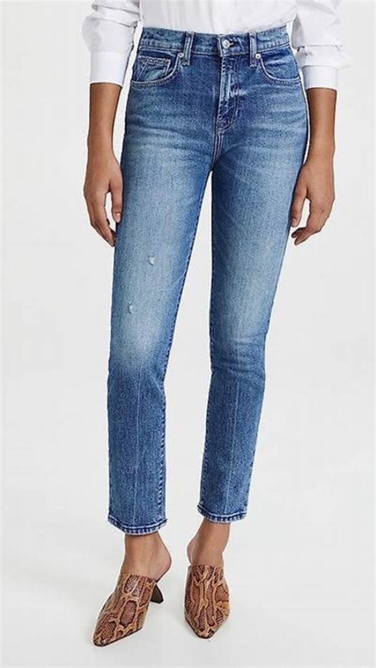 7 For All Mankind Peggi Tapered Straight High Rise Blue Denim Jeans Size 25